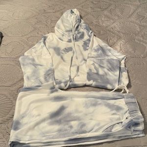 2 piece ladies lightweight tie dye hoodie pant set